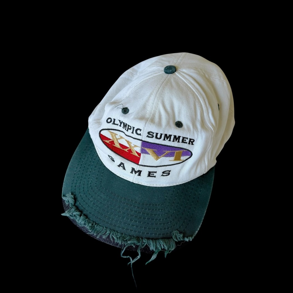 Vintage 1996 Atlanta Olympic Summer Games Hat Hanes Snapback White Green Kids